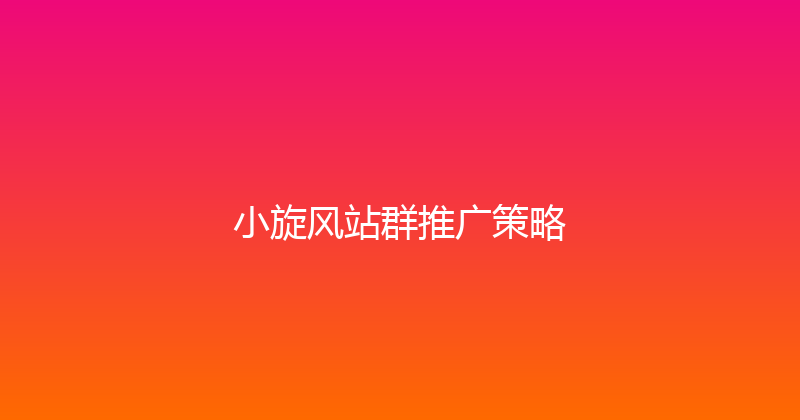小旋风站群推广策略 封面图