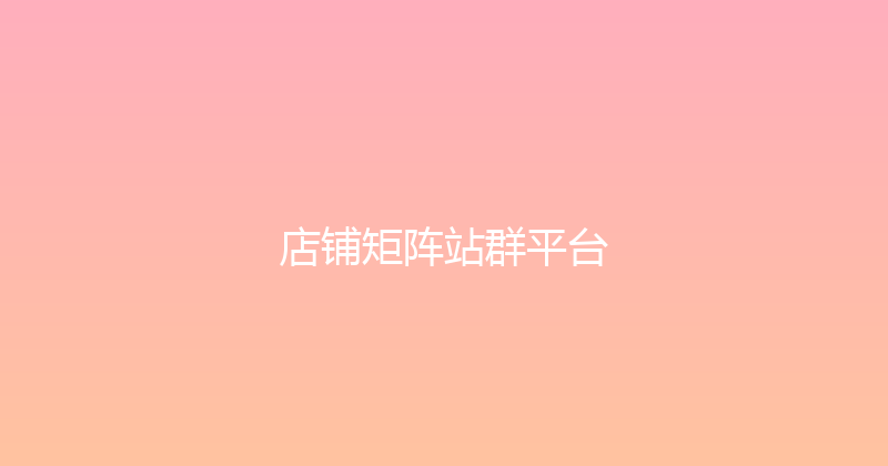 店铺矩阵站群平台 封面图