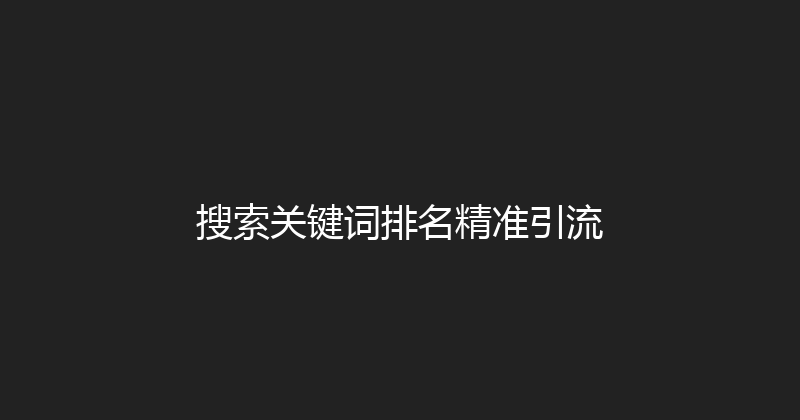 搜索关键词排名精准引流 封面图