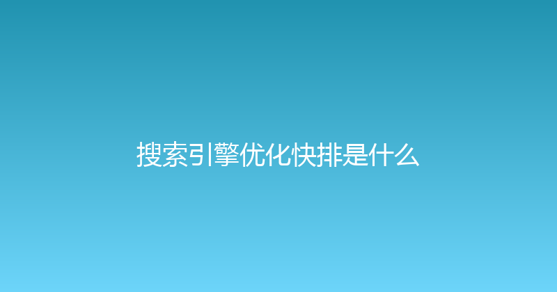 搜索引擎优化快排是什么 封面图