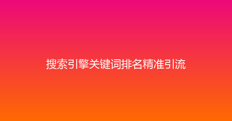 搜索引擎关键词排名精准引流 封面图