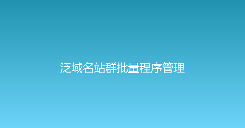 泛域名站群批量程序管理 封面图