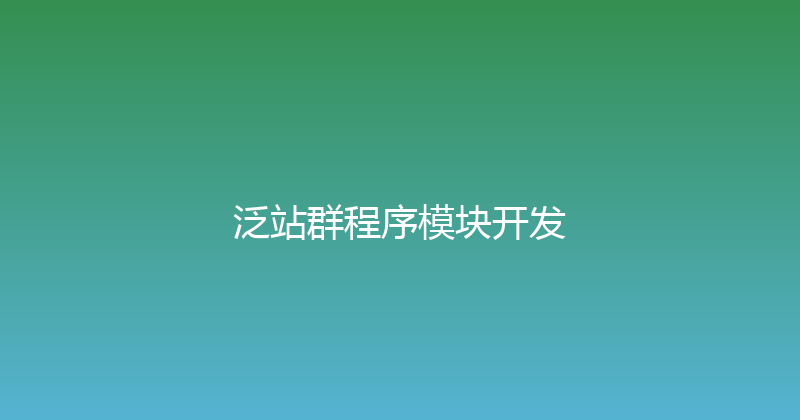 泛站群程序模块开发 封面图