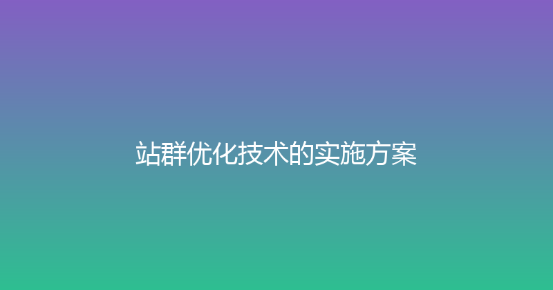站群优化技术的实施方案 封面图