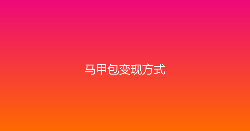 马甲包变现方式 封面图