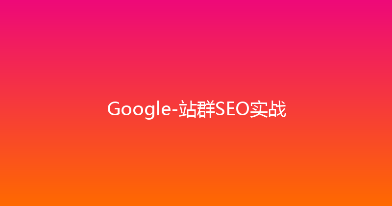 Google-站群SEO实战 封面图